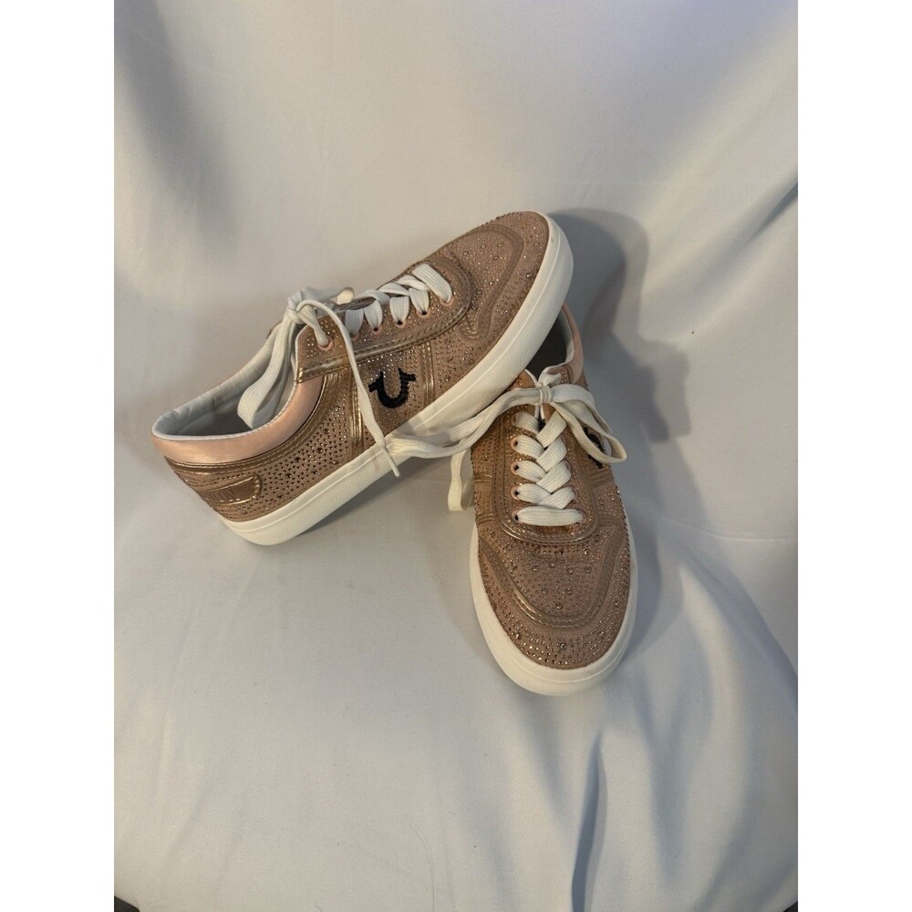 True Religion  Esperanza Sneakers Women Rose Logo Rhinestones Shoes 7.5